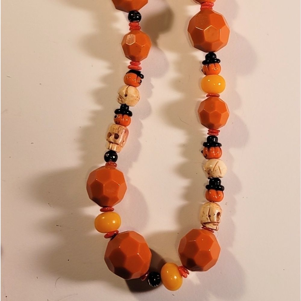 Handmade Orange and Yellow Beaded Necklace - Artisan Style